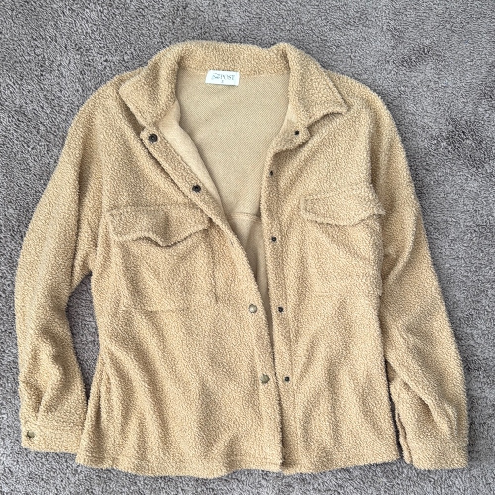 Cozy Tan Sherpa Shacket